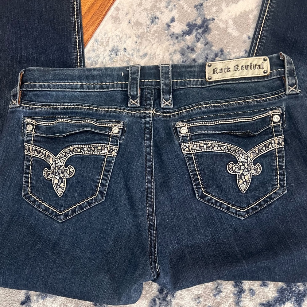 Rock Revival Easy fit  Women's bling rhinestone Blue Jeans